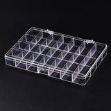 2 pcs Polystyrene Bead Storage Containers, 28 Compartments Organizer Boxes, with Hinged Lid, Rectangle, Clear, 19.9x13.5x2.5cm, compartment: 3.2x2.7cm