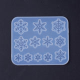 Silicone Molds, Resin Casting Molds, For UV Resin, Epoxy Resin Jewelry Making, Snowflake, White, 84x71.5x4mm, Inner Size: 10.5~20mm