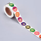 Craspire Christmas Roll Stickers, 6 Different Designs Decorative Sealing Stickers, for Christmas Party Favors, Holiday Decorations, Snowflake Pattern, 25mm, about 500pcs/roll