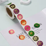 Craspire Christmas Roll Stickers, 6 Different Designs Decorative Sealing Stickers, for Christmas Party Favors, Holiday Decorations, Snowflake Pattern, 25mm, about 500pcs/roll