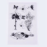 Craspire Silicone Stamps, for DIY Scrapbooking, Photo Album Decorative, Cards Making, Rose and Butterfly, Clear, 18~94x16~43mm