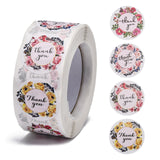 Craspire 1 Inch Thank You Stickers, DIY Scrapbook, Decorative Adhesive Tapes, Flat Round, Colorful, 25mm, 4 patterns/roll, about 500pcs/roll