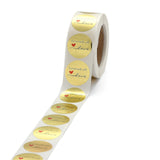 Craspire DIY Scrapbook, Decorative Adhesive Tapes, Flat Round with Word Handmade with Love, Gold, 25mm, about 500pcs/roll