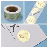 Craspire DIY Scrapbook, Decorative Adhesive Tapes, Flat Round with Word Handmade with Love, Gold, 25mm, about 500pcs/roll