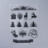 Craspire Silicone Stamps, for DIY Scrapbooking, Photo Album Decorative, Cards Making, Stamp Sheets, Christmas Themed Pattern, 160x110x3mm