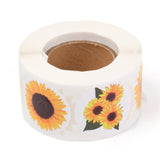 Craspire Sunflower Theme Paper Stickers, Self Adhesive Roll Sticker Labels, for Envelopes, Bubble Mailers and Bags, Flat Round, Gold, 3.8cm, about 500pcs/roll