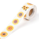 Craspire Sunflower Theme Paper Stickers, Self Adhesive Roll Sticker Labels, for Envelopes, Bubble Mailers and Bags, Flat Round, Gold, 3.8cm, about 500pcs/roll