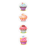 Craspire 8 Styles Birthday Theme Paper Stickers, Self Adhesive Roll Sticker Labels, for Envelopes, Bubble Mailers and Bags, Flat Round, Cake Pattern, 3.8cm, about 500pcs/roll