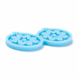 DIY Pendant Silicone Molds, for Earring Making, Resin Casting Molds, For UV Resin, Epoxy Resin Jewelry Making, Flat Round with Flower, Sky Blue, 44x77x5mm, Hole: 2mm, Inner Diameter: 39x35mm