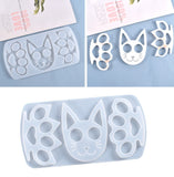 Cat & Paw Shape Self Defense Keychain Silicone Molds,  Resin Casting Molds, For UV Resin, Epoxy Resin Jewelry Making, White, 226x117x9mm