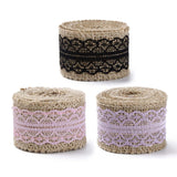 5 Bundle Christmas Burlap Ribbon, Hessian Ribbon, Jute Ribbon, Garment Accessories, Pink, 50x0.4mm, about 2m/bundle