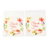 1 Bag Rectangle OPP Self-Adhesive Bags, with Word Thank You and Flower Pattern, for Baking Packing Bags, Colorful, 14x10x0.02cm, 100pcs/bag