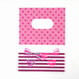 50 pc Printed Plastic Bags, Rectangle, Hot Pink, 18x13cm