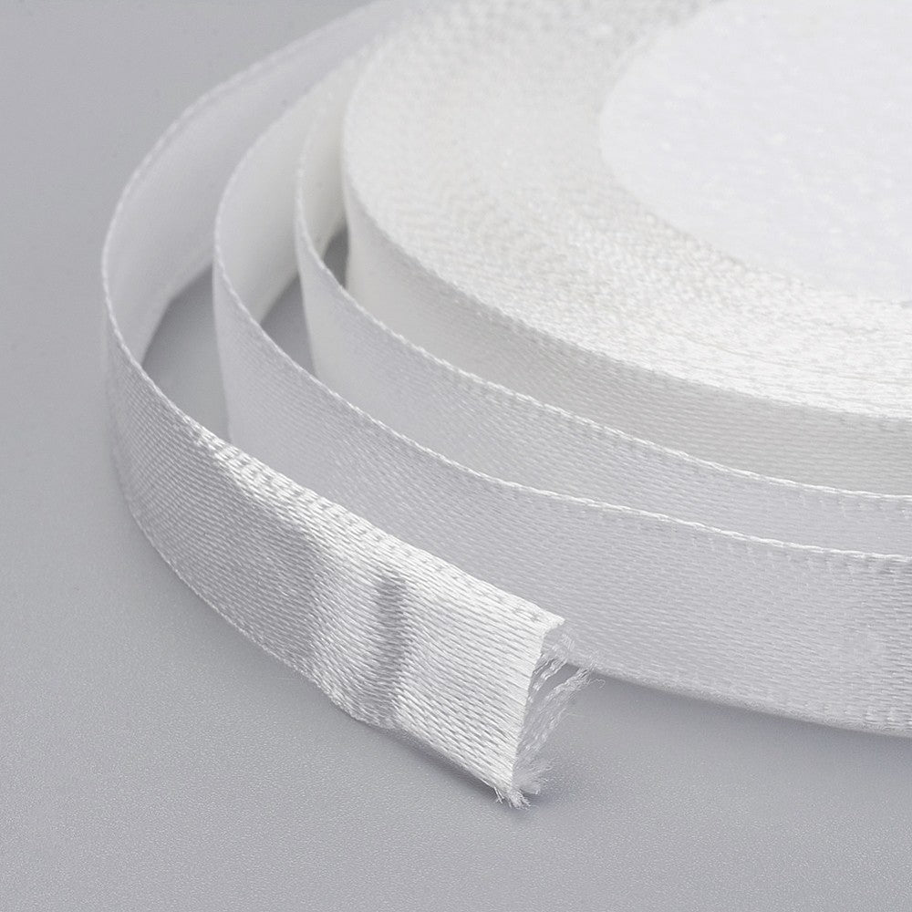 Single Face Satin Ribbon, Polyester Ribbon, White, 1 inch(25mm) wide,  25yards/roll(22.86m/roll), 5rolls/group, 125yards/group(114.3m/group)