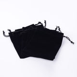 10 pc Rectangle Velvet Pouches, Gift Bags, Black, 15x12cm