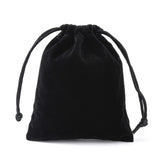 5 pc Black Rectangle Shaped Velvet Jewelry Drawstring Bags, about 10cm wide, 12cm long