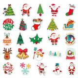 Craspire 50Pcs Christmas PVC Self Adhesive Stickers, Waterproof Decals for Water Bottle, Helmet, Luggage, Mixed Shapes, 55~85mm