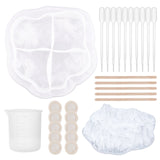 DIY Ashtray Shape Making Kits, with Silicone Molds, Silicone 100ml Measuring Cup, Plastic Transfer Pipettes, Birch Wooden Craft Ice Cream Sticks, Latex Finger Cots, White, 27pcs/set