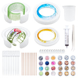 DIY Bangle Silicone Mold Kits, Resin Casting Molds, with Nail Art Sequins/Paillette, Birch Wooden Craft Ice Cream Sticks, 100ml Measuring Cup and Beading Tweezers, White, 4pcs/set - CRASPIRE