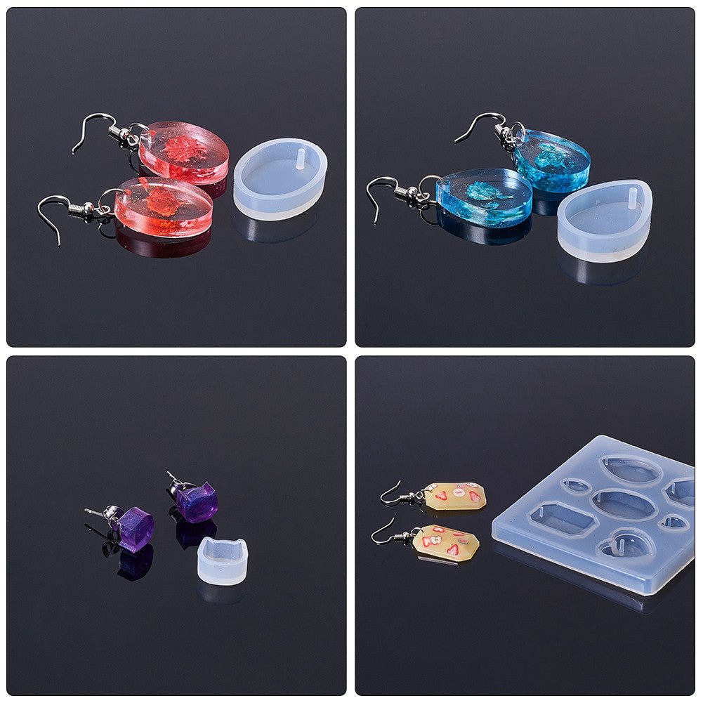 Silicone Earring Resin Molds Stud Jewelry Epoxy Craft Hooks Pendant Making  DIY