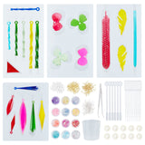 DIY Earring Makings, with Pendant Silicone Molds, Iron Jump Rings & Earring Hooks, Nail Glitter Sequins, Plastic Stirring Rod & Pipettes & Measuring Cup, Latex Finger Cots, Tweezers, Mixed Color, 105mm