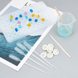 DIY Jewelry Making Kits, Including Polygon Ice Silicone Molds, Plastic Measuring Cups & Transfer Pipettes, Birch Wooden Craft Ice Cream Sticks and Latex Finger Cots, Mixed Color, 190x121x11mm, 1pc - CRASPIRE